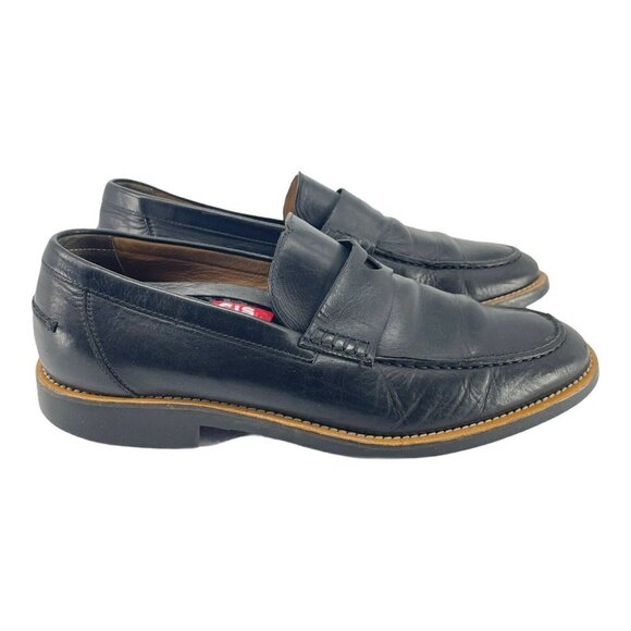 Michael Toschi Flats Men's Sz 7 Penny Loafer Slip on Block Heels Leather Black - Picture 1 of 10